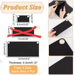 2 Piece Black Wool Purse Bag + Compact Wallet Convertible Insert Crossbody Chain